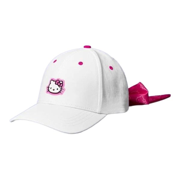 Hello Kitty Accessories - HELLO KITTY White Baseball Cap with Graphic and Ribbon Tie